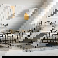 Cadru pat metalic cu tăblie de cap/picioare, negru, 140x190 cm, Casa Practica