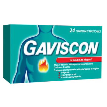 Gaviscon cu aroma de capsuni, 24 comprimate masticabile, Reckitt, Reckitt