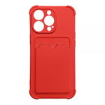 Husa Spate Upzz Woz Card Armor Compatibila Cu iPhone 13 Pro Max, Colturi Intarite, Suport Card, Protectie La Camera, Rosu, Upzz