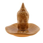 Suport din ceramica pentru ardere betisoare parfumate capul lui buddha maro 11cm ar114, StoneMania Bijou