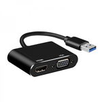 Convertor adaptor USB 3.0 5 Gbps la HDMI si VGA FullHD 1920x1080p, negru, krasscom