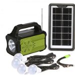 Kit solar GD Plus GD-8075 Radio FM MP3 Player cu lanterna, powerbank 10000mAh, 4 becuri LED, GAVE