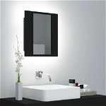 Dulap de baie cu oglinda & LED vidaXL, negru, 40x12x45 cm, acril, 5 kg