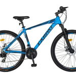 Bicicleta MTB-HT, 21 viteze, Roti 27 Inch, Cadru Aluminiu 6061, Frane pe Disc, Carpat C27 58C, Albastru cu Design Negru