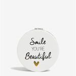 Oglinda compacta alba cu print - CGB Smile