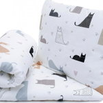 Set lenjerie de pat pentru copii Pulp Cat family, Bumbac, Multicolor, 52x72cm, 23x33cm, Pulp