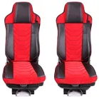 Set huse scaune camion compatibile MERCEDES ACTROS MP4 MP5 2011-> piele ecologica cu catifea, negru cu rosu, Deluxe