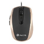 Mouse NGS Tick, Cu cablu, 6 butoane, 800/1600 DPI, Negru/Auriu