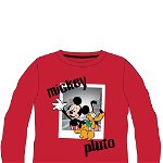 Bluza maneca lunga, bumbac, Mickey si Pluto, rosu, Disney