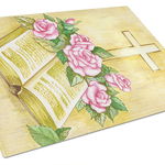 Caroline`s Treasures Carolines Comori APH4072LCB Crucea de Paște și Biblia cu trandafiri de tăiere de sticlă Multicolore 12H x 16W, 