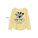 Bluza bumbac, cu imprimeu, Minnie si Mickey LOVE, galbena, Disney