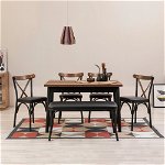 Set masă și scaune extensibile (6 bucăți) OLİVER AÇL.BAROK Extendable Dining Table & Chairs Set 1, Negru, 77x75x120 cm, Vella