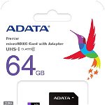 ADATA MicroSDXC 64GB + ADAPTER UHS-I CL10 (AUSDX64GUICL10-RA1)