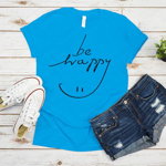 Tricou feminin Simple, be happy smile, engros, 