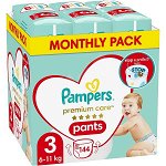Scutece-chilotel Pampers Premium Care Pants XXL Box Marimea 3, 6-11 kg, 144 buc, Pampers