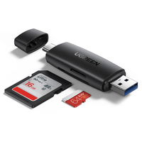 CARD READER extern Ugreen, "CM304" interfata USB 3.0/USB Type-C, citeste/scrie: SD, microSD viteza pana la 5Gbps, suporta carduri maxim 2TB,plastic,black "80191" -6957303881918