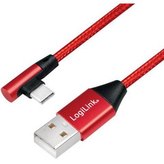 Cablu de date Logilink CU0145, USB - USB-C, 0.3m, Red Cablu de date Logilink CU0145, USB - USB-C, 0.3m, Red