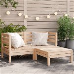 vidaXL Canapea de grădină cu 2 locuri/taburet, lemn masiv de pin, vidaXL