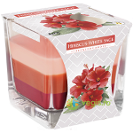 Lumanare parfumata, Bispol, Multicolor, 32 de ore, Hibiscus-White sage