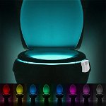 Lampa de veghe pentru toaleta cu LED, senzor de miscare si lumina, 8 culori diferite, 