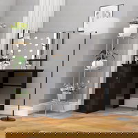 Masa de toaleta de colt vidaXL, cu LED, negru, 111x54x141,5 cm, 32.96 kg