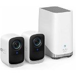 Kit supraveghere video wire-free Anker Eufy 3C set home base + 2 camere, Gri/Alb, Anker