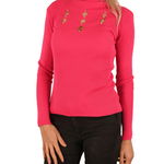 Bluza fucsia cu guler si perforatii pentru dama - cod HP2565, 