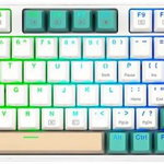 Tastatura gaming mecanica Bluetooth cu si fara fir Redragon Veigar alba iluminare RGB