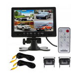 Monitor camere de supraveghere, 4 canale, 7", Telecomanda inclusa, Camera spate inclusa, 2 cablu x 10m, Negru, KlaussTech