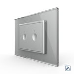 Intrerupator dublu wireless cu touch Livolo cu rama din sticla, standard Italian – Serie noua