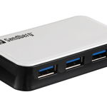 hub usb 3.0 sandberg 133-72, 4 porturi, negru/alb, SANDBERG