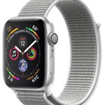 Smartwatch Apple Watch 4, 40mm, LTPO OLED Retina Display, GPS, Bluetooth, Wi-Fi, Bratara Sport Loop Argintie, Carcasa aluminiu, Rezistent la apa si praf (Silver)