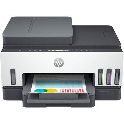 Imprimanta multifunctionala inkjet color HP Smart Tank 750, A4, duplex, ADF, USB 2.0, Wi-Fi, Bluetooth, 15 ppm negru, 9 ppm color