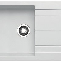 Chiuveta Pyramis ALAZIA 100x50 1B 1D SNOW, din granit, reversibil, 1 cuva+picurator, alb