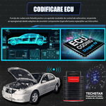 Scaner Bluetooth OBD2 pentru diagnosticare auto Techstar®, Sistem complet Cititor de coduri, 15 funcții de întreținere pentru mașini din 1996, compatibil iOS/Android, Negru, Techstar