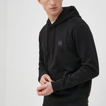 BOSS hanorac de bumbac CASUAL bărbați, culoarea negru, cu glugă, uni 50468445, Boss Orange