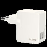Duo-incarcator universal USB pentru perete, 12W, alb, LEITZ Complete
