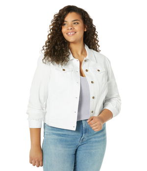 Imbracaminte Femei DRAPER JAMES Plus Size Denim Jacket Magnolia White, DRAPER JAMES