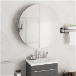 vidaXL Dulap de baie cu oglindă rotundă și LED, alb, 54x54x17,5 cm, vidaXL
