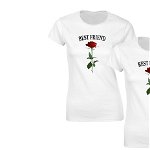 Pachet 2 tricouri Albe de dama Best Friend Rose COD P647, Zoom Fashion