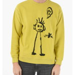 Marcelo Burlon Inside Out Effect Kid Sketch Cotton Sweatshirt Yellow