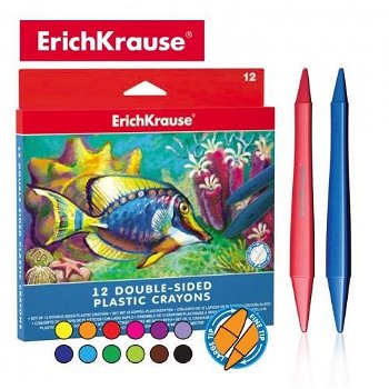 ErichKrause Set creioane plastifiate cu 2 capete -12 culori