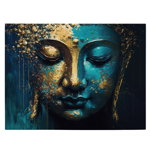 Tablou pictura cap statuie Buddha, albastru, auriu 1651 - Material produs:: Poster pe hartie FARA RAMA, Dimensiunea:: 40x60 cm, 