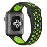 Curea iUni compatibila cu Apple Watch 1/2/3/4/5/6/7, 40mm, Silicon Sport, Black/Green, iUni