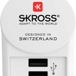Incarcator retea Skross 1.302421, 2x USB-A 2.4A, alb