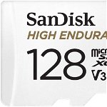Card de memorie SanDisk micro SD High Endurance Video 128 GB, Class 10, V30, UHS-I U3 + adaptor