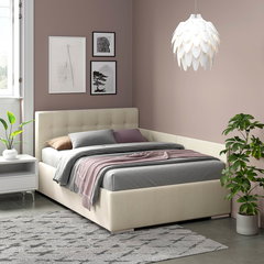 Pat colt tapitat GEORGIA Clasic, 160x200, H107, somiera, catifea Bej, Tamos