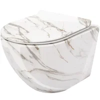 Vas WC suspendabil Carlos Slim Lava Shiny Alb cu model, Rea