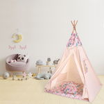 Cort copii stil indian Teepee Tent Kidizi Pink Unicorn, include covoras gros si 2 perne, stabilizator cadou, Kidizi