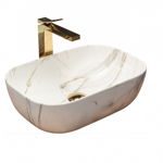 Lavoar Belinda Shiny marmura ceramica sanitara - 46 cm, Rea